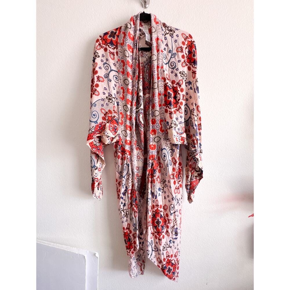 Free People Little Wing Paisley Kimono Boho Duster Open Front Festival - Picture 3 of 9
